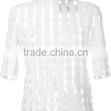 New Style Girls Fashion Cutting High Neck Blouse Wholesale OEM Service photo-4