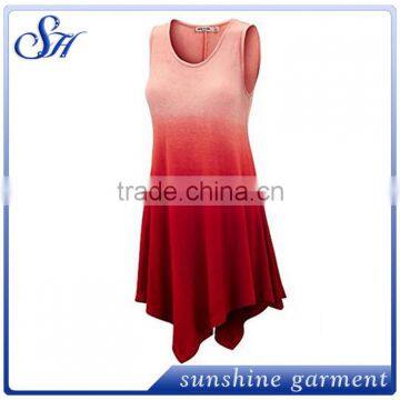 2017 Womens Sleeveless Boho Tie-Dye Ombre Tunic Tank Top photo-4