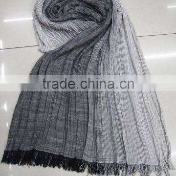 2016 spring hot designer Arab stripe voile lady soft crinkle rayon viscose scarf shawl stock