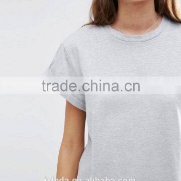Manufactory Custom Logo Print Longline Short Sleeve Women T Shirt photo-4