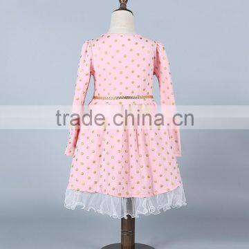 MGOO Wholesale Cotton Spandex Stylish Kids Toddler Girls Clothing Polka Dots Buttons Princess Dress photo-3