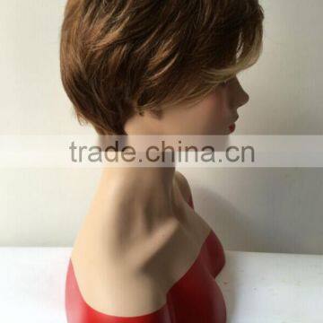 Women Party Short Straight Light Brown Natural Synthetic Full Wig American Women Synthetic Wigs photo-4