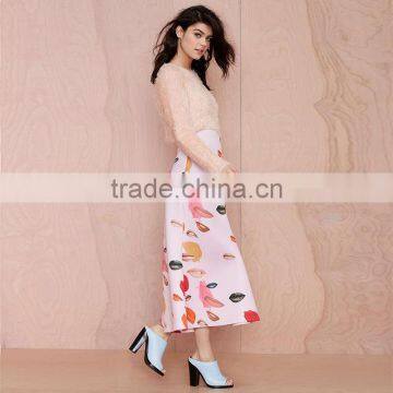 MGOO High Quality Wholesale Women Long Skirts With Block Print Midi High Waist Skirts 15146A360 photo-5