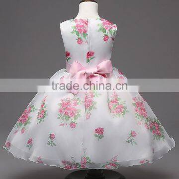 Round Collar and With Flower Design Dress, Bow Tie Dress,pure Cotton Girls Princess Dresses photo-2