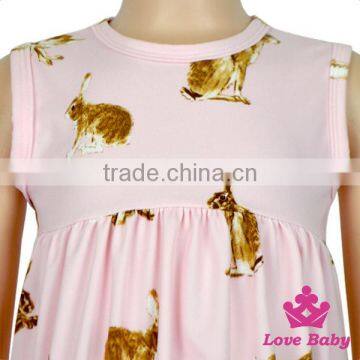 New Hot- Sale Children Baby Clothing Sleeveless Dress Summer Floral Cotton Rabbit Printing Smoking Frock Designs photo-3