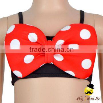 Sweet Girl Cartoon Character Strap Polka Dots Flash Bow Kids Separable Little Girl Swimwear Beach Top