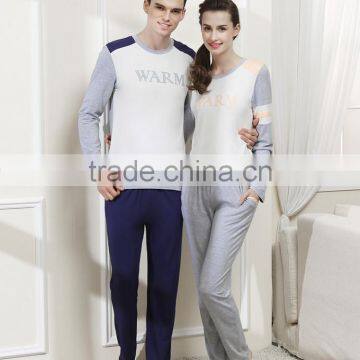 custom wholesale high quality autumn and spring couple pajamas suits