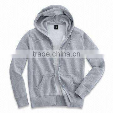 Men's Full Zipped Sweatshirt, Made of CVC, Customized Designs and Colors are Accepted