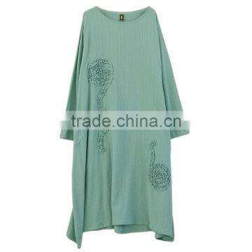 Z&M Long Sleeve Linne Dress Women Solid Color Dress Long Linne Dress photo-2