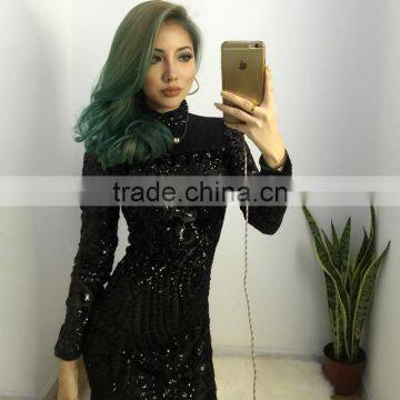 Runwaylover 059 New Design 2017 Women Sexy Sequins Transparent Bandage Dress photo-3