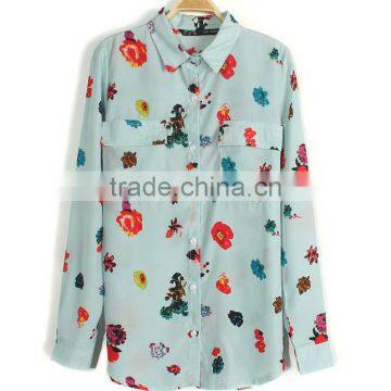 new women clothing polyester chiffon casual shirt