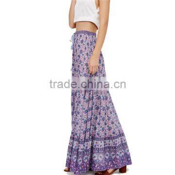 2017 OEM Semi-sheer Bohemian Printed Long Skirts for Women photo-2