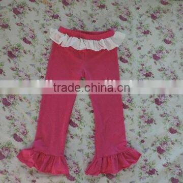 2017 Spring Summer Baby Girls Solid Color Pants Wholesale Kids Boutique Pants Toddler Childrens Lace Ruffle Capris Pink Style