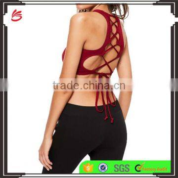 Wholesale Women's Yoga Sexy Sports Bra Active Lace up Back Fitness Yoga Running Bra photo-4