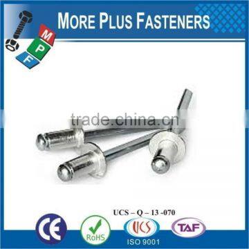 Made In Taiwan Aluminum Large Flange Stainless Steel Pop Rivets Domed Open Head Countersunk Aluminum Pop Rivets