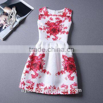 red qwi rosy r women printed A line dress/sym rose multi design sleeveless A line dress skirt