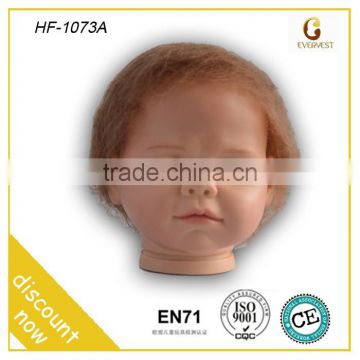 Child toy oem styling head toy, wefted mohair/ reborn wig babies