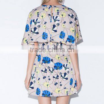 Short Sleeve Floral Printed A-line Dresses for Womens Plus Size Fit and Flare Cloak Dress Womens Summer Going Out Dresses Femme photo-3