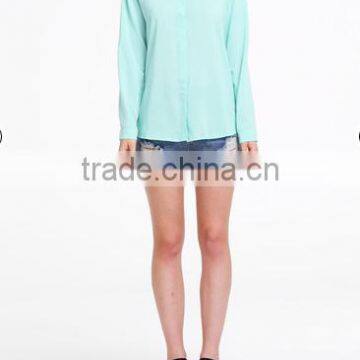 OEM Ladies Chiffon Long Sleeve Blouse Latest Fashion Design photo-6