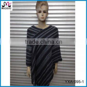 Fashion stripe poncho women knit sweater wholesale