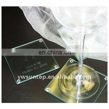 clear mirrored glass coasters with cup patterns useful wedding gifts