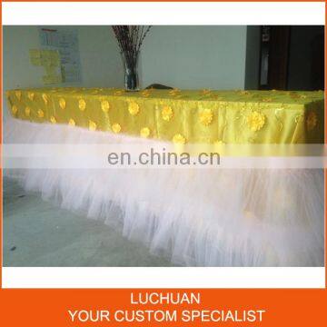 Yellow Lace Tulle Table Skirt Wedding Banquet Table Cloth