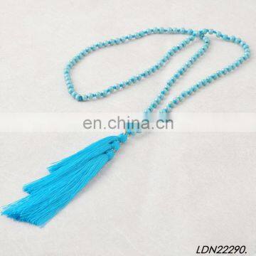 Colorful Knoted Wooden Beaded Tassel Necklaces photo-6