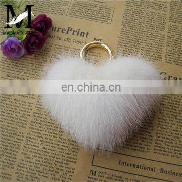 Fashion Hot Custom Heart Shape Mink Fur Accessory Pink Fur Keychain