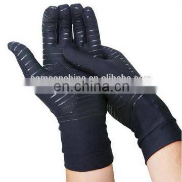 Black Full Finger Guaranteed Compression Gloves Infused With Copper