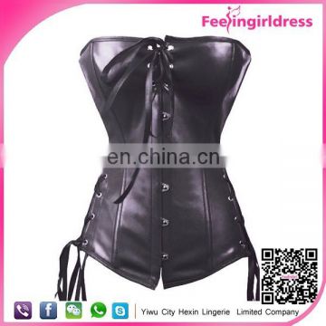 Wholesale High Quality Women Sexy Erotic Black Leather Corset Hook Eyes