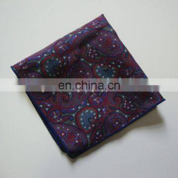 100% Wool Pocket Square Hand Printed