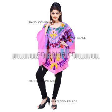 Indian Ethnic Embroidery Poncho Throw Plus Size Kaftan Women Cotton Dress