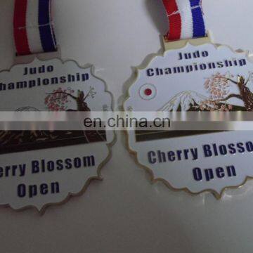 die cast judo /taekwondo /jiu-jitsu medal Japan cherry flower, zinc alloy competitive sport medal,Sports Theme and Casting medal