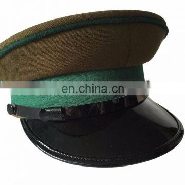 green narrow ribbon cap band and green TR crown peak cap for officers