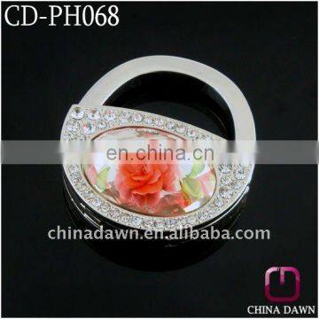 Metal handbag shaped handbag hardware with acrylic flower CD-PH068