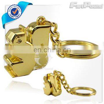 Custom 3D Cubic Metal Keychain in Gold Finishing