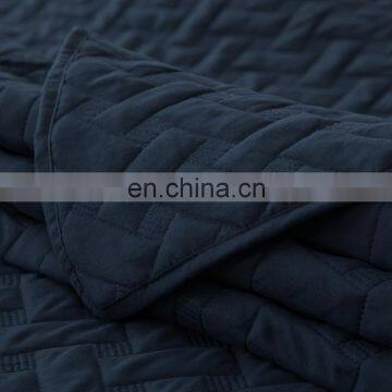 Oversized King Nevy Blue Twin Plain Dyed Quilt Bedspread Set For Summer photo-3