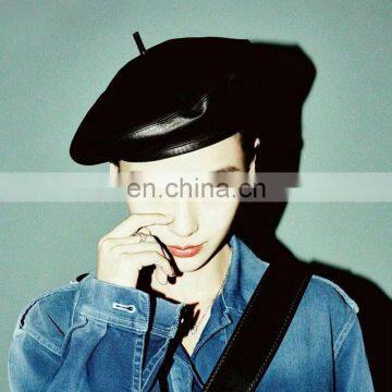 Fashion Women PU Leather Octagonal Caps Newsboy Cap Vintage Bonnet Beret Style Retro Leather Hat Cowboy photo-4