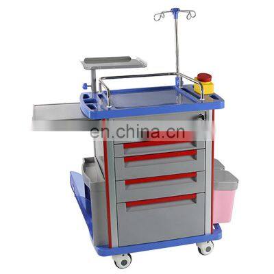 Hospital ABS Medical Emergency Trolley Crash Cart Medicine Trolley for Hospital use