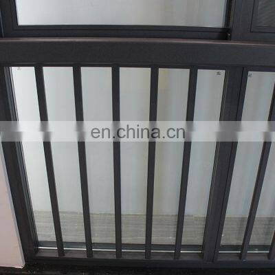 20 Years Export Experience Simple Design Frosted Glass Silver Aluminum Frame Balcony Big Sliding Window With Protection Bars photo-3