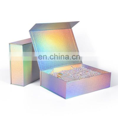 Custom logo mermaid color luxury foldable magnetic catch gift box with flip lid