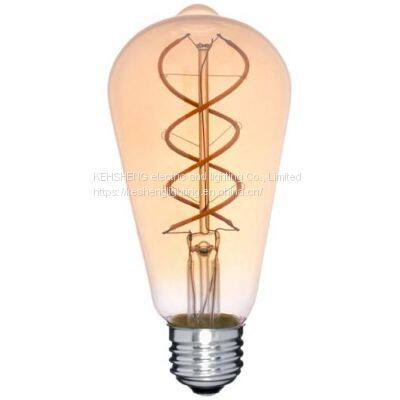 ST64 Лампа с LED-филаментом мощностью 1 Вт/2 Вт/4 Вт/5 Вт/6 Вт/7 Вт/8 Вт