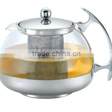 glass tea pot , Tea maker with strainer , Stainless steel glass tea brewer