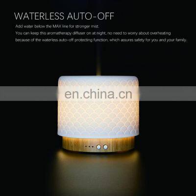 High End Ceramic Aroma Diffuser With Bamboo Base 280ml Water Capacity And Warm Light Timer Auto Off Long Cord For Home Office photo-3