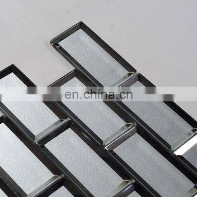 Home Decor Kitchen Wall Beveled Mirror Aqua Grey Glass Mosaic Tile photo-3