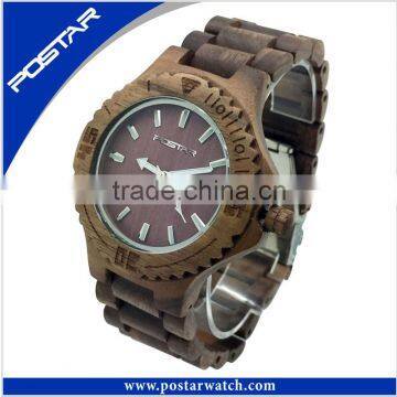 Wood Watch Quartz Watches for Women Men With Red wooden dial