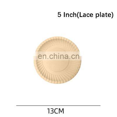 Barbecue Birthday Cake Plate Art Painting Plate Eco-Friendly Biodegradable Round Disposable Palm Leaf Plates photo-4