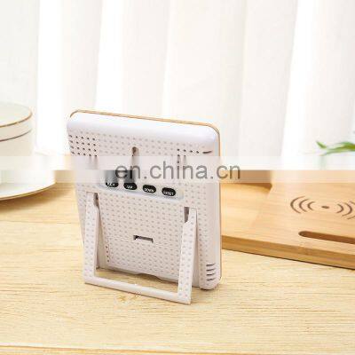 New Arrival Bedside Mobile Phone Wireless Fast Charging Wooden Stand With 3 in 1 Alarm Clock With Temperature and Humidty photo-4