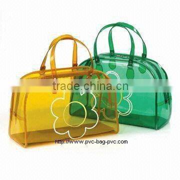 Transparent soft pvc bag with zipper