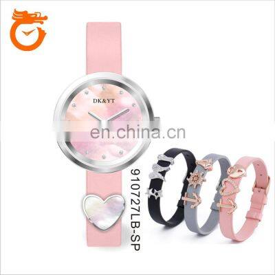 2020 DK&YT Attractive Design 3ATM Pink Alloy Women Wrist Watch Hand Watch for Girl Gift Watch Set